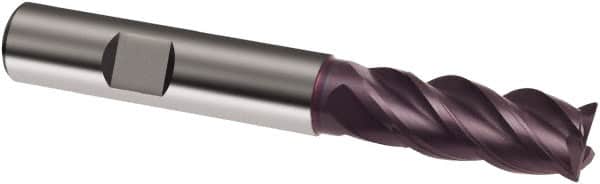 Guhring - 20mm, 38mm LOC, 20mm Shank Diam, 104mm OAL, 4 Flute, Solid Carbide Square End Mill - Single End, FIREX Finish, Spiral Flute, 40/42° Helix, Centercutting, Right Hand Cut, Right Hand Flute, Series 3630 - Benchmark Tooling