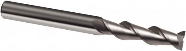 Guhring - 8mm, 40mm LOC, 8mm Shank Diam, 100mm OAL, 2 Flute, Solid Carbide Square End Mill - Single End, Uncoated, Spiral Flute, 45° Helix, Right Hand Cut, Right Hand Flute, Series 3358 - Benchmark Tooling