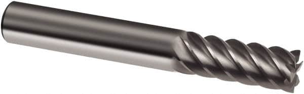 Guhring - 4mm, 11mm LOC, 4mm Shank Diam, 57mm OAL, 6 Flute, Solid Carbide Square End Mill - Single End, Uncoated, Spiral Flute, 45° Helix, Right Hand Cut, Right Hand Flute, Series 3311 - Benchmark Tooling