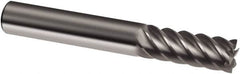 Guhring - 4mm, 11mm LOC, 4mm Shank Diam, 57mm OAL, 6 Flute, Solid Carbide Square End Mill - Single End, Uncoated, Spiral Flute, 45° Helix, Right Hand Cut, Right Hand Flute, Series 3311 - Benchmark Tooling