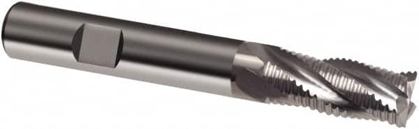 Guhring - 6mm Diam, Coarse Pitch, 13mm LOC, 4 Flute Solid Carbide Corner Chamfer Roughing End Mill - Uncoated, 57mm OAL, 6mm Shank Diam, Single End - Benchmark Tooling