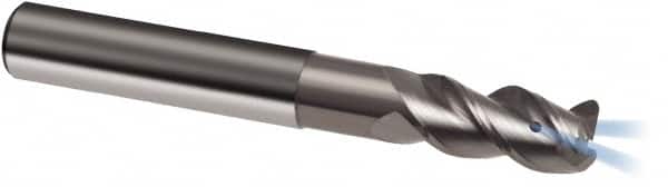 Guhring - 3/4", 1" LOC, 3/4" Shank Diam, 5" OAL, 3 Flute, Solid Carbide Square End Mill - Single End, Uncoated, Spiral Flute, 45° Helix, Right Hand Cut, Right Hand Flute, Series 3177 - Benchmark Tooling