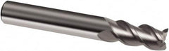 Guhring - 3/16", 5/8" LOC, 3/16" Shank Diam, 2" OAL, 3 Flute, Solid Carbide Square End Mill - Single End, Uncoated, Spiral Flute, 45° Helix, Right Hand Cut, Right Hand Flute, Series 3172 - Benchmark Tooling