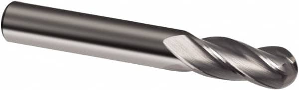 Guhring - 23/64" Diam, 1" LOC, 4 Flute Solid Carbide Ball End Mill - Uncoated, Single End, 2-1/2" OAL, 23/64" Shank Diam, Spiral Flute - Benchmark Tooling