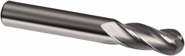 Guhring - 13/32" Diam, 1" LOC, 4 Flute Solid Carbide Ball End Mill - Uncoated, Single End, 2-3/4" OAL, 13/32" Shank Diam, Spiral Flute - Benchmark Tooling
