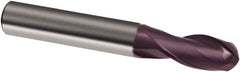 Guhring - 21/64" Diam, 13/16" LOC, 2 Flute Solid Carbide Ball End Mill - FIREX Finish, Single End, 2-1/2" OAL, 3/8" Shank Diam, Spiral Flute - Benchmark Tooling