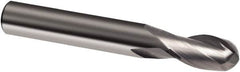 Guhring - 9/16" Diam, 1-1/8" LOC, 2 Flute Solid Carbide Ball End Mill - Uncoated, Single End, 3-1/2" OAL, 9/16" Shank Diam, Spiral Flute - Benchmark Tooling