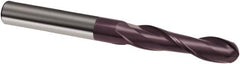 Guhring - 7/16" Diam, 2" LOC, 2 Flute Solid Carbide Ball End Mill - FIREX Finish, Single End, 4-1/2" OAL, 7/16" Shank Diam, Spiral Flute - Benchmark Tooling