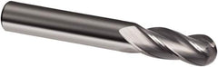Guhring - 3/8" Diam, 1-1/8" LOC, 4 Flute Solid Carbide Ball End Mill - Uncoated, Single End, 3" OAL, 3/8" Shank Diam, Spiral Flute - Benchmark Tooling