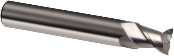 Guhring - 3mm, 4mm LOC, 6mm Shank Diam, 50mm OAL, 2 Flute, Solid Carbide Square End Mill - Single End, Uncoated, Spiral Flute, 45° Helix, Right Hand Cut, Right Hand Flute, Series 3310 - Benchmark Tooling