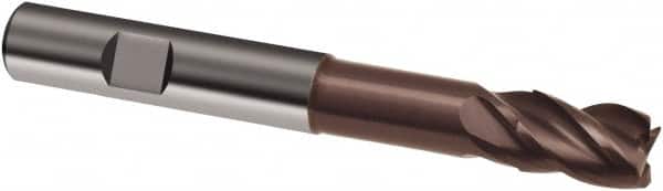 Guhring - 8mm, 12mm LOC, 8mm Shank Diam, 75mm OAL, 4 Flute, Solid Carbide Square End Mill - Single End, Nano-A Finish, Spiral Flute, 36/38° Helix, Centercutting, Right Hand Cut, Right Hand Flute, Series 3807 - Benchmark Tooling