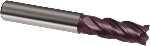 Guhring - 8mm, 19mm LOC, 8mm Shank Diam, 63mm OAL, 4 Flute, Solid Carbide Square End Mill - Single End, FIREX Finish, Spiral Flute, 35/38° Helix, Centercutting, Right Hand Cut, Right Hand Flute, Series 3872 - Benchmark Tooling