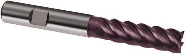 Guhring - 5mm, 15mm LOC, 6mm Shank Diam, 65mm OAL, 5 Flute, Solid Carbide Square End Mill - Single End, FIREX Finish, Spiral Flute, 45° Helix, Centercutting, Right Hand Cut, Right Hand Flute, Series 3898 - Benchmark Tooling
