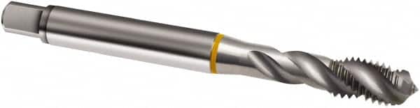 Guhring - #4-40 UNC 3 Flute 2B Modified Bottoming Spiral Flute Tap - Cobalt, Bright Finish, 56mm OAL, Right Hand Flute, Right Hand Thread, H2/H3, Series 876 - Exact Industrial Supply