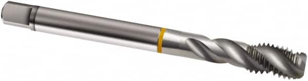 Guhring - M18x1.00 Metric Fine 4 Flute 6H Modified Bottoming Spiral Flute Tap - Cobalt, Bright Finish, 110mm OAL, Right Hand Flute, Right Hand Thread, D4/D5, Series 834 - Exact Industrial Supply