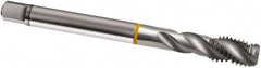 Guhring - M18x1.00 Metric Fine 4 Flute 6H Modified Bottoming Spiral Flute Tap - Cobalt, Bright Finish, 110mm OAL, Right Hand Flute, Right Hand Thread, D4/D5, Series 834 - Exact Industrial Supply