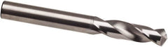 Guhring - 13/32" 118° Spiral Flute Solid Carbide Screw Machine Drill Bit - Bright Finish, Right Hand Cut, 43mm Flute Length, 89mm OAL, Faceted Point, Straight Shank - Benchmark Tooling