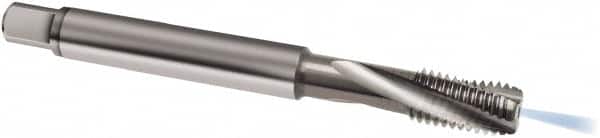 Guhring - M4x0.50 Metric Fine 3 Flute 6H Modified Bottoming Spiral Flute Tap - Solid Carbide, Bright Finish, 63mm OAL, Right Hand Flute, Right Hand Thread, D3/D4, Series 977 - Benchmark Tooling