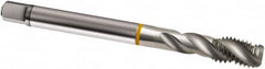 Guhring - #4-48 UNF 3 Flute 2B Modified Bottoming Spiral Flute Tap - Cobalt, Bright Finish, 56mm OAL, Right Hand Flute, Right Hand Thread, H2/H3, Series 911 - Exact Industrial Supply