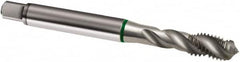 Guhring - M2.6x0.45 Metric 3 Flute 6H Modified Bottoming Spiral Flute Tap - Cobalt, Bright Finish, 56mm OAL, Right Hand Flute, Right Hand Thread, D2/D3, Series 889 - Exact Industrial Supply