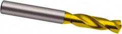 Guhring - 8.8mm 140° Spiral Flute Solid Carbide Screw Machine Drill Bit - TiN Finish, Right Hand Cut, 40mm Flute Length, 84mm OAL, SU Point, Straight Shank - Benchmark Tooling