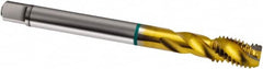 Guhring - #10-32 UNF 3 Flute 2B Modified Bottoming Spiral Flute Tap - Cobalt, TiN Finish, 70mm OAL, Right Hand Flute, Right Hand Thread, H3/H4, Series 1838 - Exact Industrial Supply
