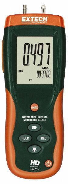 Extech - 2 Max psi, 0.3% FS% Accuracy, Differential Pressure Manometer - -1 to 0.5 Maximum PSI, -13.85 to 13.85 Inch Water Column - Benchmark Tooling