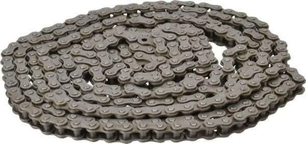 Browning - 3/8" Pitch, ANSI 35, Single Strand Roller Chain - Chain No. 35, 10 Ft. Long, 1/5" Roller Diam, 3/16" Roller Width - Benchmark Tooling