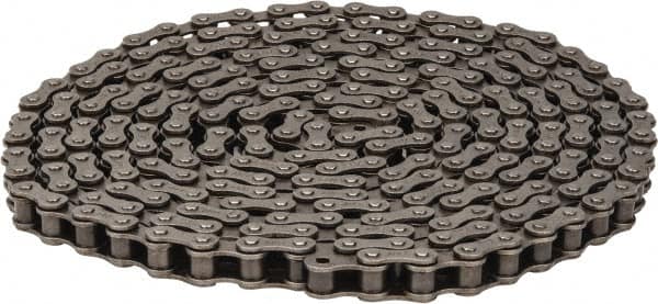 Browning - 1/2" Pitch, ANSI 41, Single Strand Roller Chain - Chain No. 41, 10 Ft. Long, 0.306" Roller Diam, 1/4" Roller Width - Benchmark Tooling