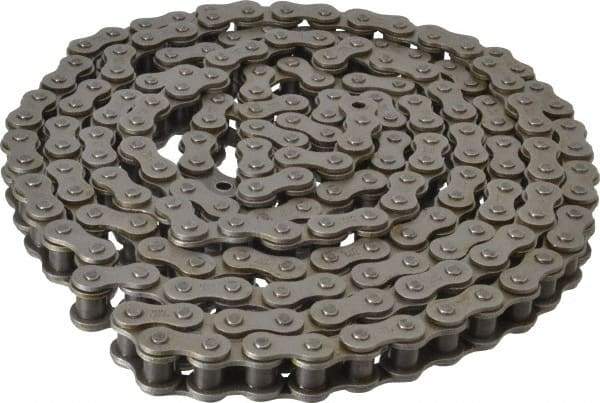 Browning - 5/8" Pitch, ANSI 50, Single Strand Roller Chain - Chain No. 50, 10 Ft. Long, 0.4" Roller Diam, 3/8" Roller Width - Benchmark Tooling