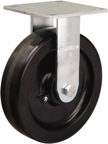 Hamilton - 8" Diam x 2" Wide x 9-1/2" OAH Top Plate Mount Rigid Caster - Phenolic, 900 Lb Capacity, Straight Roller Bearing, 5 x 5-1/2" Plate - Benchmark Tooling