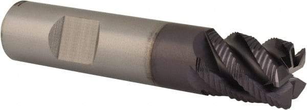 Value Collection - 1/2", 5/8" LOC, 1/2" Shank Diam, 2-1/2" OAL, 5 Flute, Solid Carbide Square End Mill - Single End, TiAlN Finish, Spiral Flute, 45° Helix, Right Hand Cut, Right Hand Flute - Benchmark Tooling