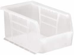 Quantum Storage - 20 Lb. Load Capacity, 9-1/4" Deep, Clear Polypropylene Hopper Stacking Bin - 5" High x 6" Wide x 9-1/4" Long - Benchmark Tooling