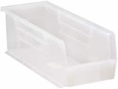 Quantum Storage - 50 Lb. Load Capacity, 14-3/4" Deep, Clear Polypropylene Hopper Stacking Bin - 5" High x 5-1/2" Wide x 14-3/4" Long - Benchmark Tooling