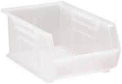 Quantum Storage - 60 Lb. Load Capacity, 13-5/8" Deep, Clear Polypropylene Hopper Stacking Bin - 6" High x 8-1/4" Wide x 13-5/8" Long - Benchmark Tooling