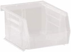 Quantum Storage - 10 Lb. Load Capacity, 5-3/8" Deep, Clear Polypropylene Hopper Stacking Bin - 3" High x 4-1/8" Wide x 5-3/8" Long - Benchmark Tooling