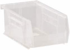 Quantum Storage - 10 Lb. Load Capacity, 7-3/8" Deep, Clear Polypropylene Hopper Stacking Bin - 3" High x 4-1/8" Wide x 7-3/8" Long - Benchmark Tooling