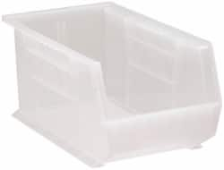 Quantum Storage - 60 Lb. Load Capacity, 14-3/4" Deep, Clear Polypropylene Hopper Stacking Bin - 7" High x 8-1/4" Wide x 14-3/4" Long - Benchmark Tooling