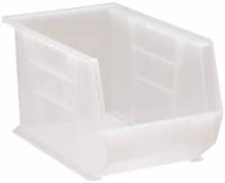 Quantum Storage - 60 Lb. Load Capacity, 13-5/8" Deep, Clear Polypropylene Hopper Stacking Bin - 8" High x 8-1/4" Wide x 13-5/8" Long - Benchmark Tooling