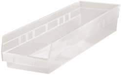 Quantum Storage - 50 Lb. Load Capacity, 23-5/8" Deep, Clear Polypropylene Hopper Shelf Bin - 4" High x 6-5/8" Wide x 23-5/8" Long - Benchmark Tooling