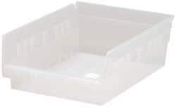 Quantum Storage - 30 Lb. Load Capacity, 11-5/8" Deep, Clear Polypropylene Hopper Shelf Bin - 4" High x 8-3/8" Wide x 11-5/8" Long - Benchmark Tooling