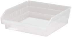 Quantum Storage - 30 Lb. Load Capacity, 11-5/8" Deep, Clear Polypropylene Hopper Shelf Bin - 4" High x 11-1/8" Wide x 11-5/8" Long - Benchmark Tooling