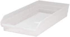 Quantum Storage - 50 Lb. Load Capacity, 23-5/8" Deep, Clear Polypropylene Hopper Shelf Bin - 4" High x 11-1/8" Wide x 23-5/8" Long - Benchmark Tooling