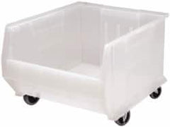 Quantum Storage - 125 Lb. Load Capacity, 23-7/8" Deep, Clear Polypropylene Hopper Stacking Bin - 12" High x 18-1/4" Wide x 23-7/8" Long - Benchmark Tooling