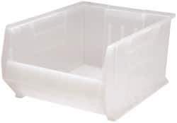 Quantum Storage - 125 Lb. Load Capacity, 23-7/8" Deep, Clear Polypropylene Hopper Stacking Bin - 12" High x 18-1/4" Wide x 23-7/8" Long - Benchmark Tooling