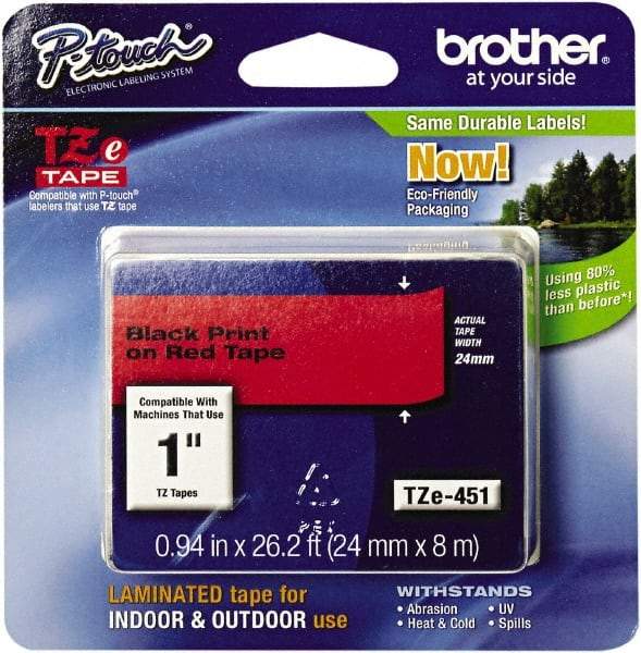 Brother - 1" Wide, Red Tape Cassette - For Label Maker - Benchmark Tooling