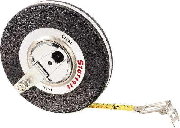 Starrett - 50' x 3/8" Yellow Blade Tape Measure - 1/8" Graduation, L1 Graduation Style, Black Case - Benchmark Tooling