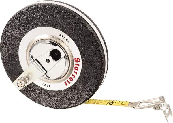 Starrett - 50' x 3/8" Yellow Blade Tape Measure - 1/8" Graduation, L5 Graduation Style, Black Case - Benchmark Tooling