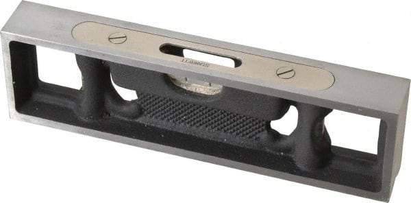 Starrett - 6" Long, 0.08" Graduation Sensitivity per 10", 3 Vials, Bench Level - Cast Iron - Benchmark Tooling