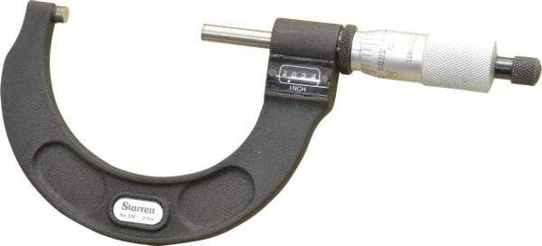 Starrett - 2 to 3" Range, 0.0001" Graduation, Mechanical Outside Micrometer - Ratchet Stop Thimble, Accurate to 0.00005", Digital Counter - Benchmark Tooling